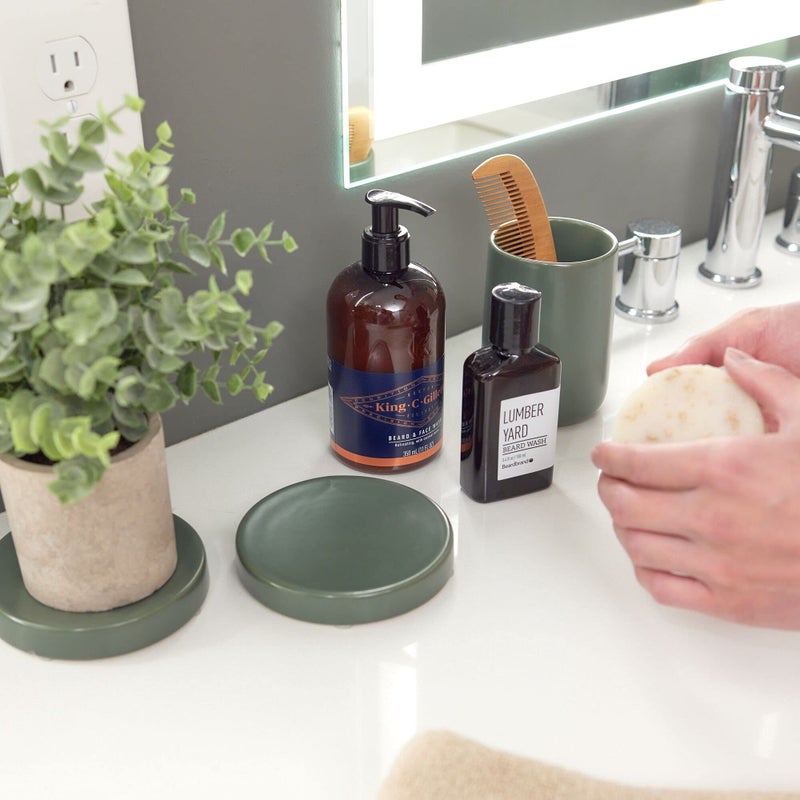 InterDesign iDesign Ceramic Earth Collection Ceramic Bar Soap Dish, Moss - Image 2